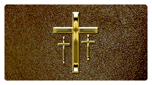 DSC700 517 GD SH BR Gold 3 Crosses Shimmer Brown Background